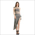 Strapless Bandage Hip Slit Dress Suit