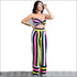 Strapless Crossing Design Crop Top Stripes Print Pants Set