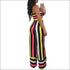 Strapless Crossing Design Crop Top Stripes Print Pants Set
