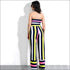 Strapless Crossing Design Crop Top Stripes Print Pants Set