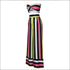 Strapless Crossing Design Crop Top Stripes Print Pants Set