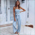 Strapless Lace-up Wide Leg Jumpsuits
