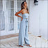 Strapless Lace-up Wide Leg Jumpsuits