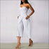 Strapless Plain Color Overlap Cropped Jumpsuits
