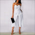 Strapless Plain Color Overlap Cropped Jumpsuits