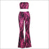Strapless Printed Flare Trousers Tube Top Set