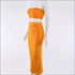 Strapless Tube Top And Side-slit Bodycon Skirt