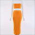 Strapless Tube Top And Side-slit Bodycon Skirt