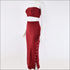 Strapless Tube Top And Side-slit Bodycon Skirt