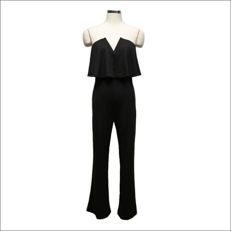 Strapless V Neck Wide-leg Jumpsuits - Jumpsuits