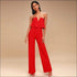 Strapless V Neck Wide-leg Jumpsuits