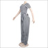 Stripe Round Neckline Short-sleeve Defined Waist