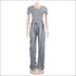 Stripe Round Neckline Short-sleeve Defined Waist