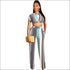 Stripe Tee And Straight Pants Two Pieces Sets Fashion Round Collar