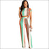 Stripe Tee And Straight Pants Two Pieces Sets Fashion Round Collar