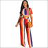 Stripe Tee And Straight Pants Two Pieces Sets Fashion Round Collar