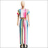 Stripe Tee And Straight Pants Two Pieces Sets Fashion Round Collar