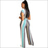 Stripe Tee And Straight Pants Two Pieces Sets Fashion Round Collar