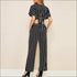 Stripe V-neck Crop Top And Casual Pants Two Pieces Set