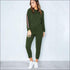 Stripes Pattern Autumn Winter Fleece Lined Sports Wear Set