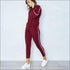 Stripes Pattern Autumn Winter Fleece Lined Sports Wear Set