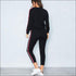 Stripes Pattern Autumn Winter Fleece Lined Sports Wear Set