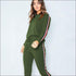 Stripes Pattern Autumn Winter Fleece Lined Sports Wear Set