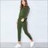 Stripes Pattern Autumn Winter Fleece Lined Sports Wear Set