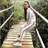 Stripes Pattern Autumn Winter Fleece Lined Sports Wear Set