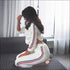 Stripes Pattern Autumn Winter Fleece Lined Sports Wear Set