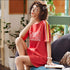 Stripes Pattern Short-sleeve Cotton Nightdress