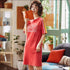 Stripes Pattern Short-sleeve Cotton Nightdress
