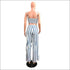Stripes Printed Cropped Top Ruffled Wide-leg Pants