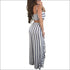 Stripes Printed Cropped Top Ruffled Wide-leg Pants