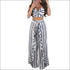 Stripes Printed Cropped Top Ruffled Wide-leg Pants