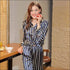 Stripes Printed Leisure Wear Silk-like Pajamas Set