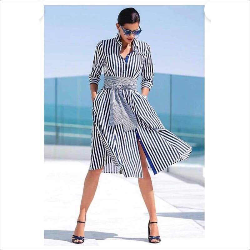 Stylish Stripped Dress - Large - Dress