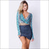 Surplice Long Sleeve Crop Top