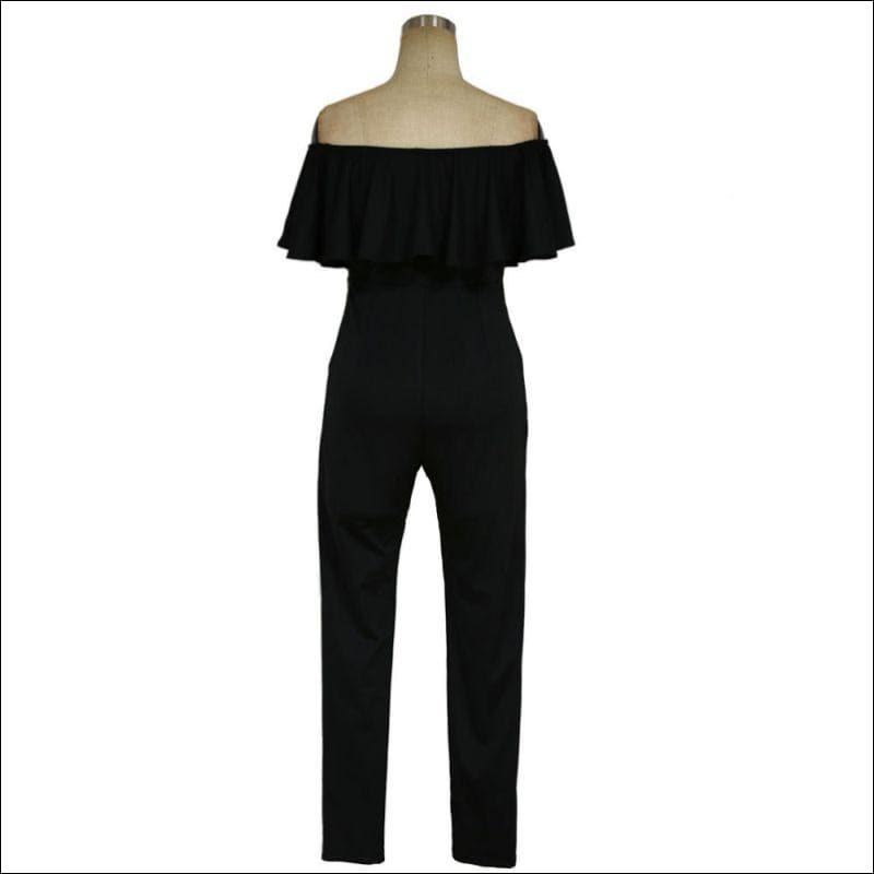 Sweet Ruffled Off-shoulder Cropped Tight Jumpsuits - 