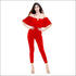 Sweet Ruffled Off-shoulder Cropped Tight Jumpsuits