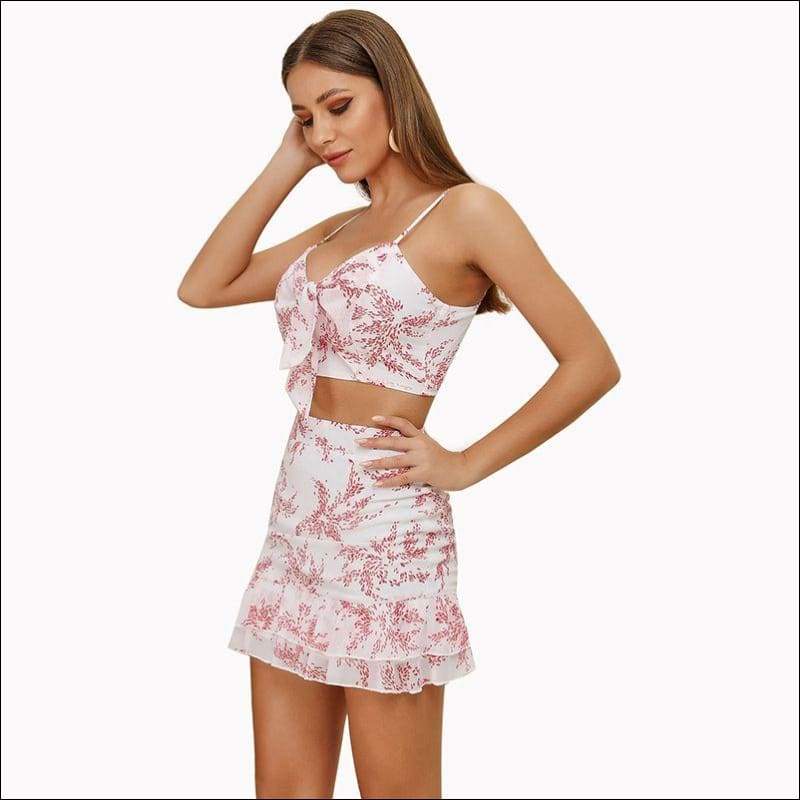 Sweet Vacation Style Ruffled Design - L / White - Sets 