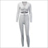 Sweetheart Neckline Long-sleeve Lace-up Top And Tight Pants