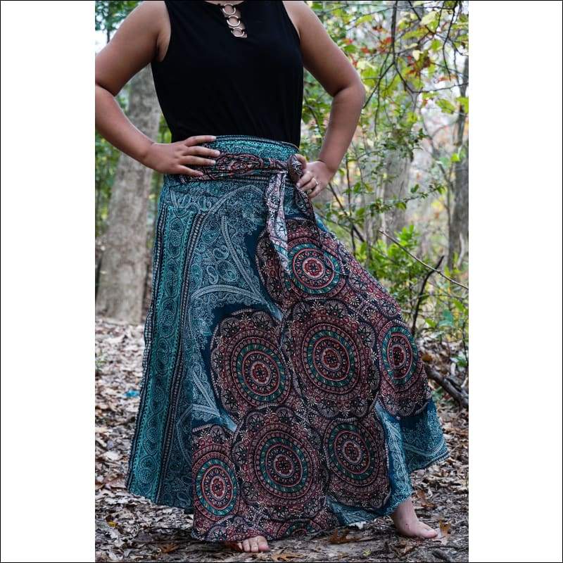 Teal Mandala Boho Skirt - Skirts