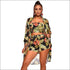 Three-pieces Set Vacation Pattern Casual Leaf Print Chiffon Camis Shorts Cover Up
