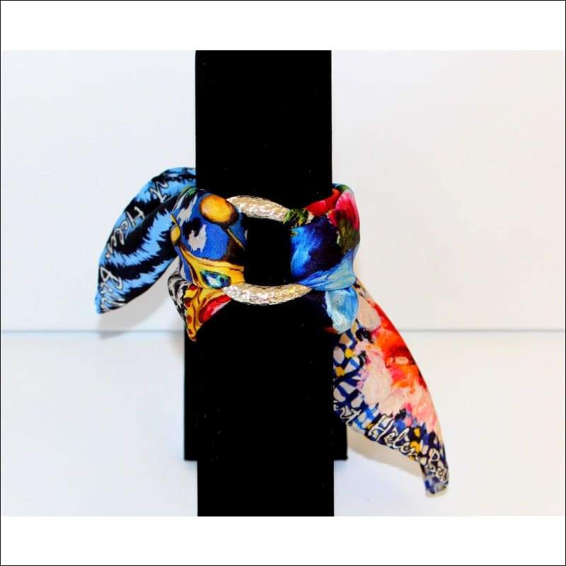 Tiger clutch bag & silk bracelet - Infinity gold ring - Set 