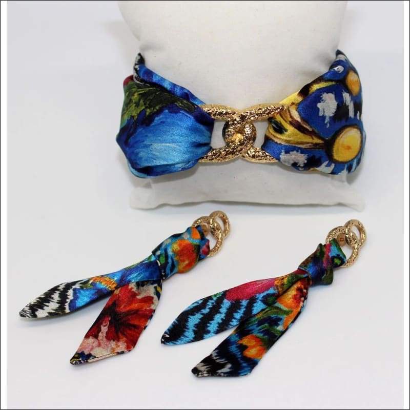 Tiger silk tie earring - Gold - Earrings