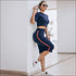Tight Skirt Simple Stripe Pattern Crop Top