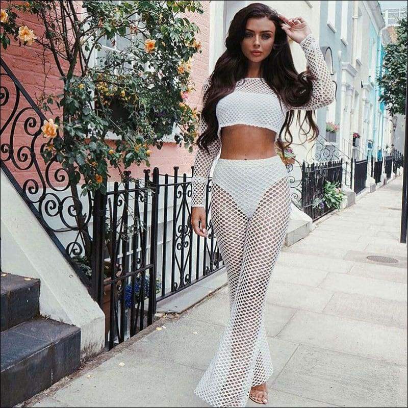 Top And Loose Pants Beachwear Set - S / White - Sets Co-ords