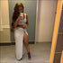 Top And Side-slit Long Skirt Sexy Two Pieces Sets