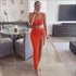 Top And Side-slit Long Skirt Sexy Two Pieces Sets